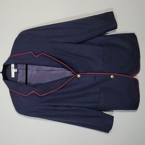 Vintage Limited Women 100% Wool Blazer Size S/M Navy Gold Button Classic Preppy